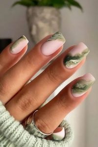 Green Marble Fall Nails, fall nails designs, fall nails ideas, fall nails, autumn nails, pretty fall nails, cute fall nails