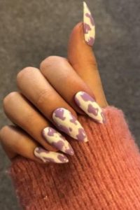 Purple Press on Nails Cow Print, cute cow print nails, cow print nail designs, cow print nails ideas