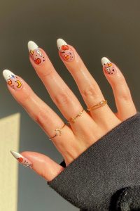 Halloween-Themed French Tips Nails, halloween nails, halloween nails ideas, halloween nails designs