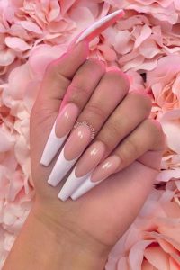 Long French Tip Coffin Nails, french tip coffin nails, Coffin nails, french tips, french nails