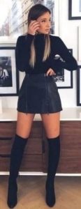 Sexy Date Outfits, leather skirt, thigh boots, Date Night Outfits, Date Night Outfits Ideas, Date outfits Ideas