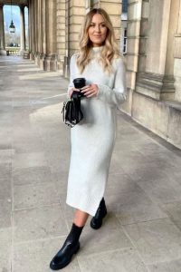 Sweater Dress with Ankle Boots