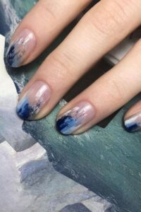 Blue Shattered Nails, winter nails, winter nail designs, winter nail ideas