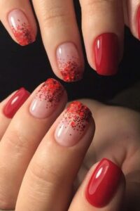 Red Glitter Nails, red acrylic nail designs, red acrylic nail ideas