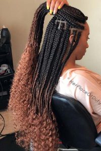 Pretty Ombre Box Braids with Curls, Braids with Curls, Braids with Curls Hairstyle