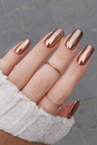 Copper Chrome Nails, chrome nail designs, chrome nail ideas
