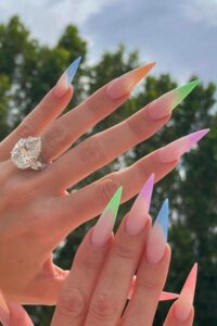 Splash of Colors, pointy nails, pointy nail designs, pointy nail ideas