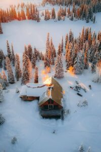 Cabin from Above, winter iphone wallpaper, winter background iphone, winter wallpaper iphone, winter iphone background