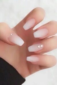 Ombre Nude Coffin Nails With Diamonds, coffin nails, coffin nail designs, coffin nail ideas, coffin shaped nails, short coffin nails