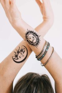 Sun and Moon Tattoos for women, tattoo designs for women, Sun and Moon Tattoo ideas