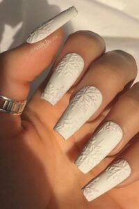 Embossed Snowflakes, winter nails, winter nail designs, winter nail ideas