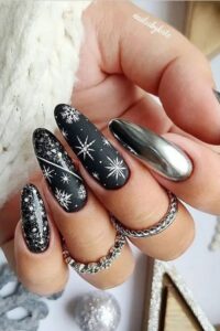 Black Winter Nails, winter nails, winter nail designs, winter nail ideas