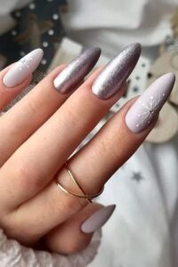 Silver Frosted Nails, winter nails, winter nail designs, winter nail ideas