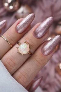 Rose Gold Nails, winter nails, winter nail designs, winter nail ideas