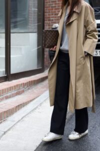 Gray Shirt and Straight-cut Pants, How to Style a Trench Coat, Outfit Ideas to Wear with Trench Coat