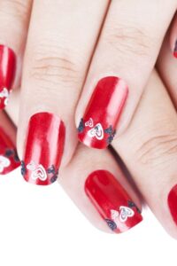 Ruby Red Nails with Hearts, valentine's day nails, valentine's day nail designs, valentine's day nail ideas