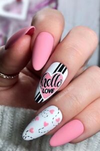 Hello Love Nails Design, valentine's day nails, valentine's day nail designs, valentine's day nail ideas