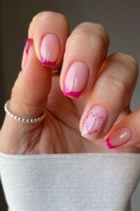Pink-Tipped Nails, valentine's day nails, valentine's day nail designs, valentine's day nail ideas
