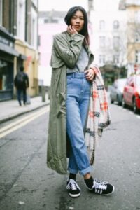 Denim Jeans, Oversized Shirt, and Gazelles, How to Style a Trench Coat, Outfit Ideas to Wear with Trench Coat