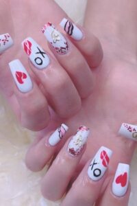 XO Valentine's Day Nails Idea, valentine's day nails, valentine's day nail designs, valentine's day nail ideas